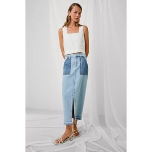 Rails Calabasas Tattered Patchwork High Rise Denim Skirt Women's Size 32 Boho